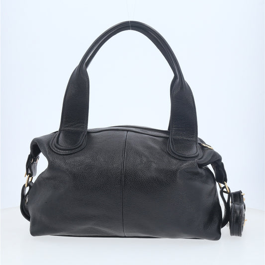 Bolsa de Ombro em Couro com Alça Dupla Removível Preto