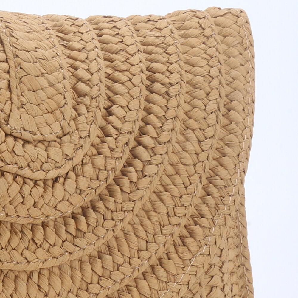 Bolsa Praia de Mão em Ráfia com Detalhe Bege