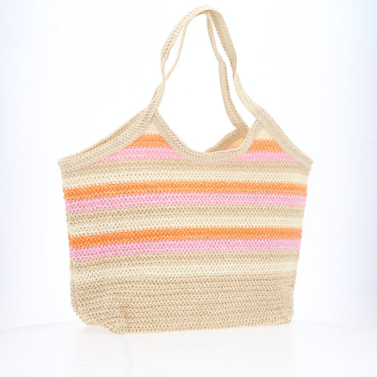 Bolsa de Verão em Ráfia Trançada Bege