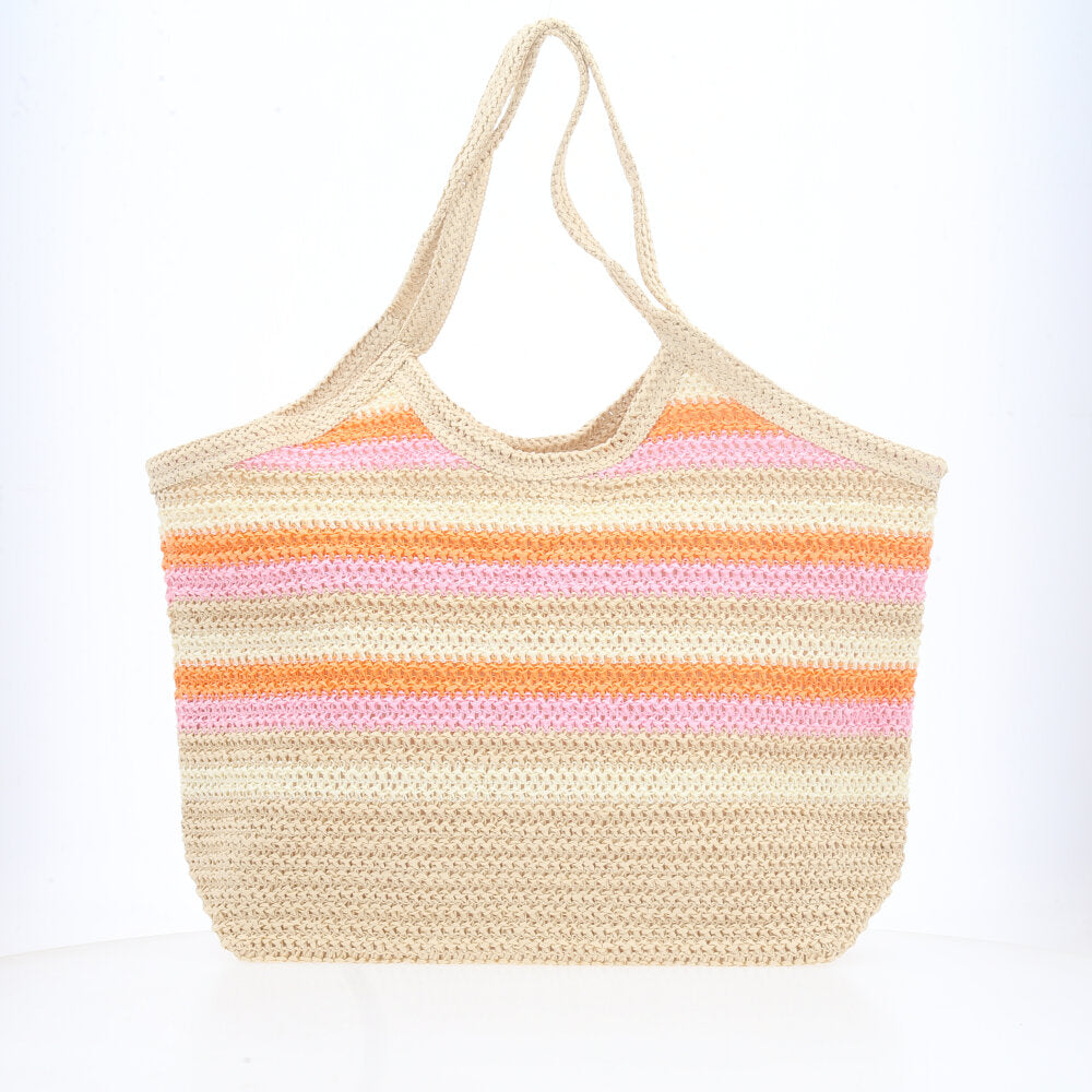 Bolsa de Verão em Ráfia Trançada Bege