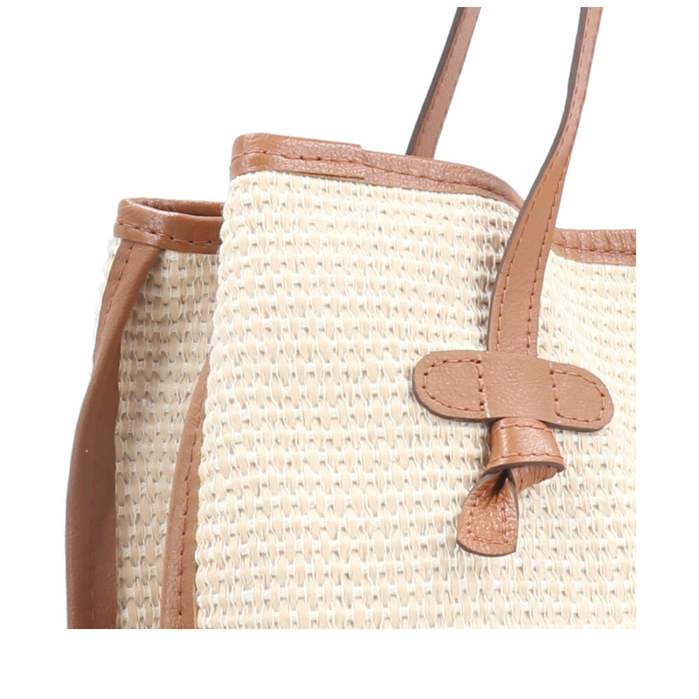 Bolsa de Praia Estilo Tote Bag em Ráfia  Bege escuro