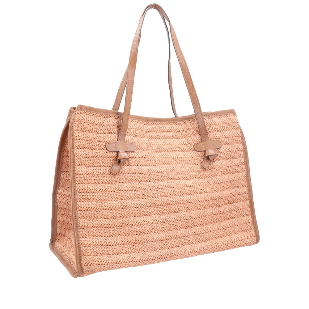 Bolsa de Praia Estilo Tote Bag em Ráfia  Caramelo