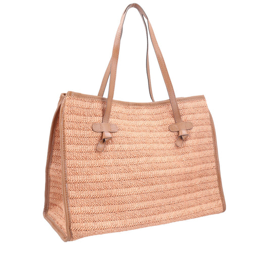 Bolsa de Praia Estilo Tote Bag em Ráfia  Caramelo