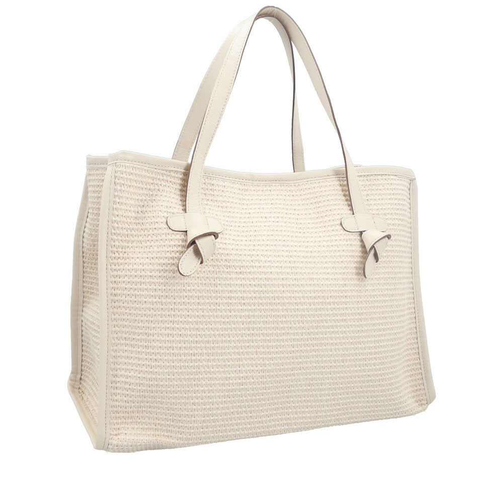 Bolsa de Praia Estilo Tote Bag em Ráfia  Marfim