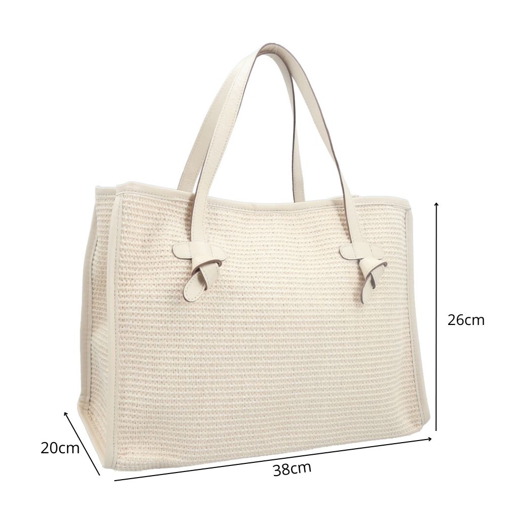 Bolsa de Praia Estilo Tote Bag em Ráfia  Marfim