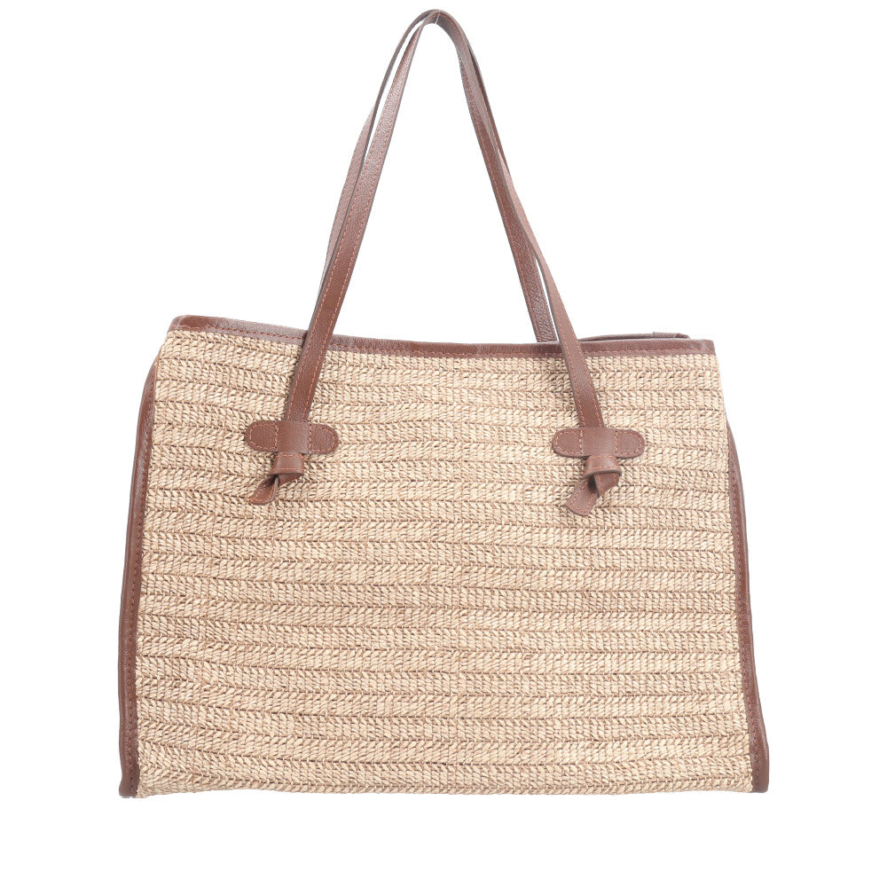 Bolsa de Praia Estilo Tote Bag em Ráfia  Marrom