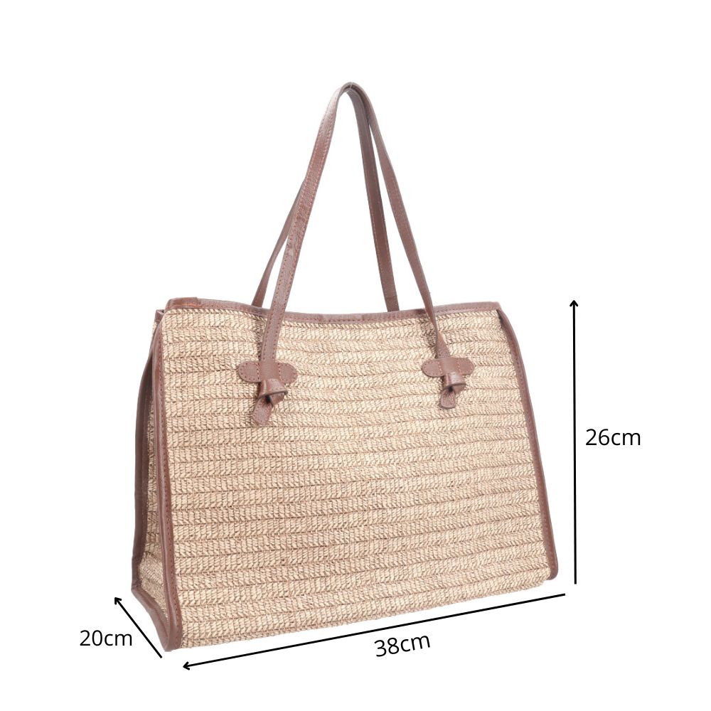 Bolsa de Praia Estilo Tote Bag em Ráfia  Marrom