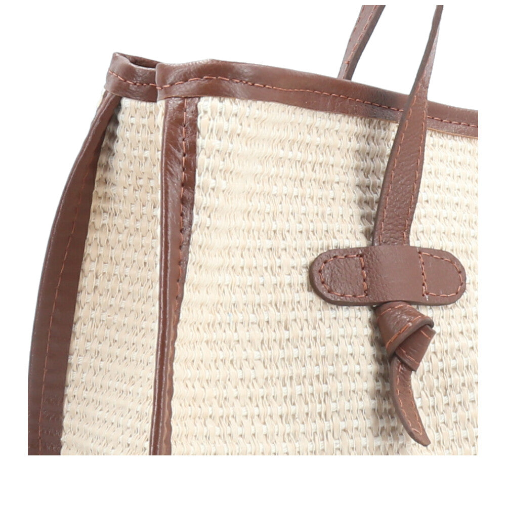 Bolsa de Praia Estilo Tote Bag em Ráfia  Marrom escuro