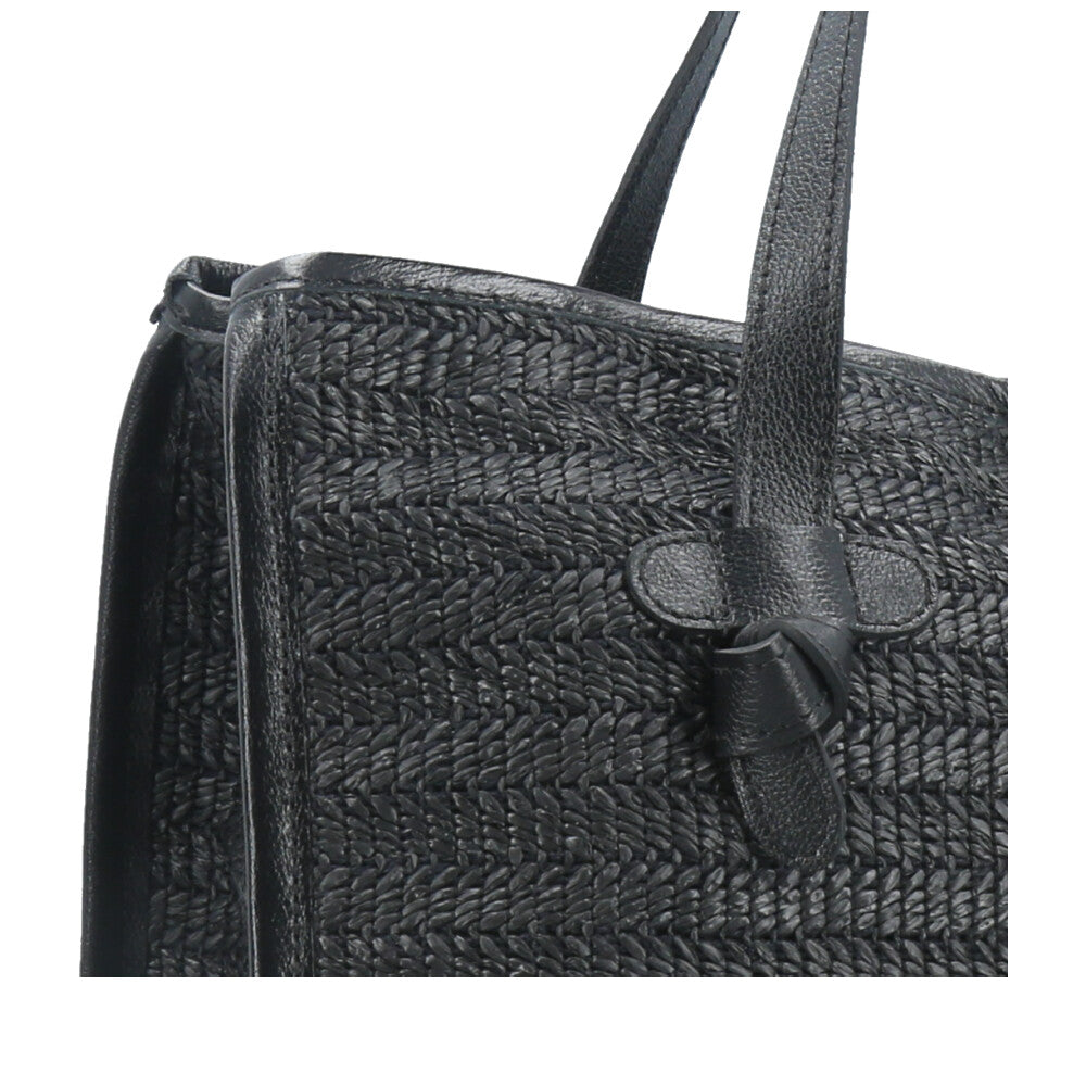 Bolsa de Praia Estilo Tote Bag em Ráfia  Preto