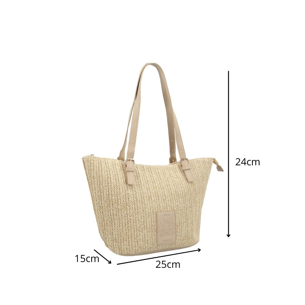 Bolsa Palha com Fly Rafaella Bauarte Bege