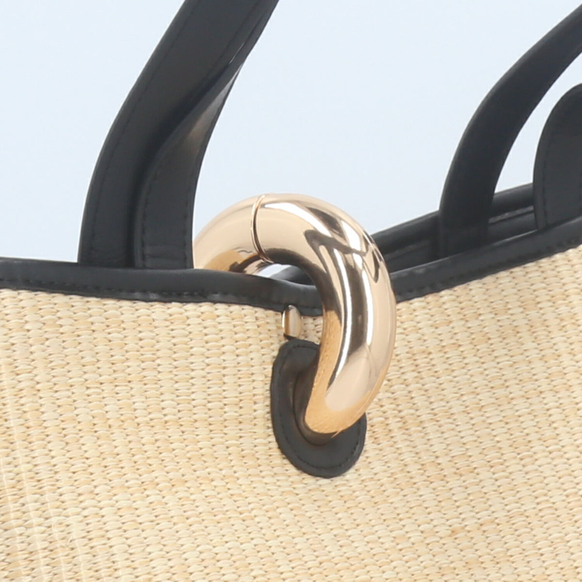 Bolsa Shoulder em Ráfia com Opção de Alça Transversal Bege claro