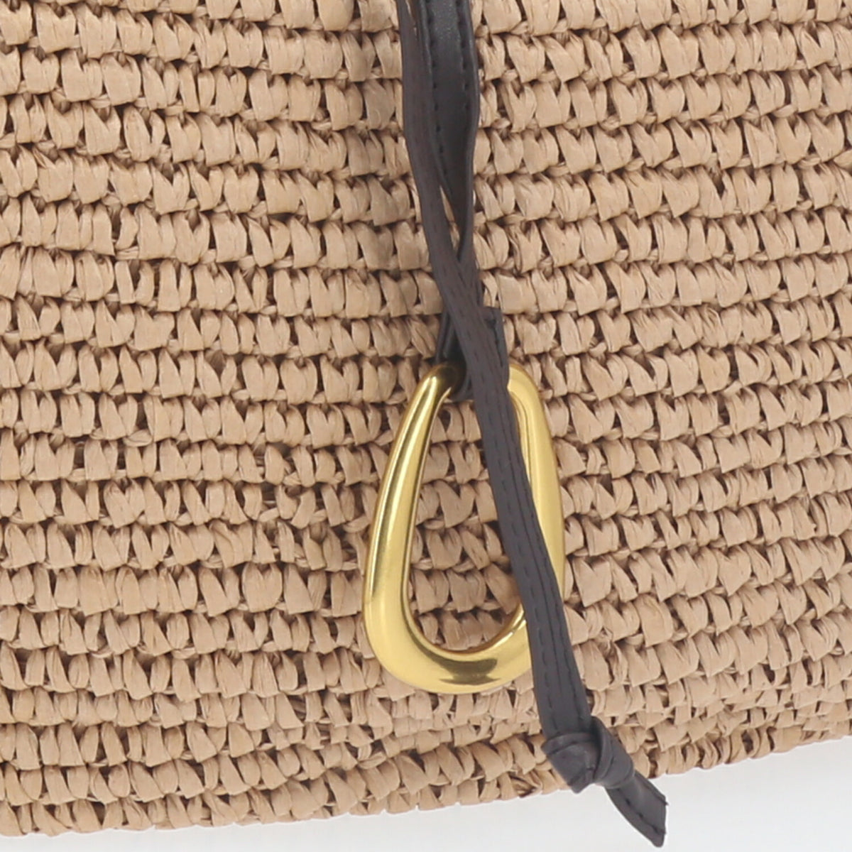 Bolsa Tote Estruturada em Ráfia com Detalhe Frontal  Caramelo
