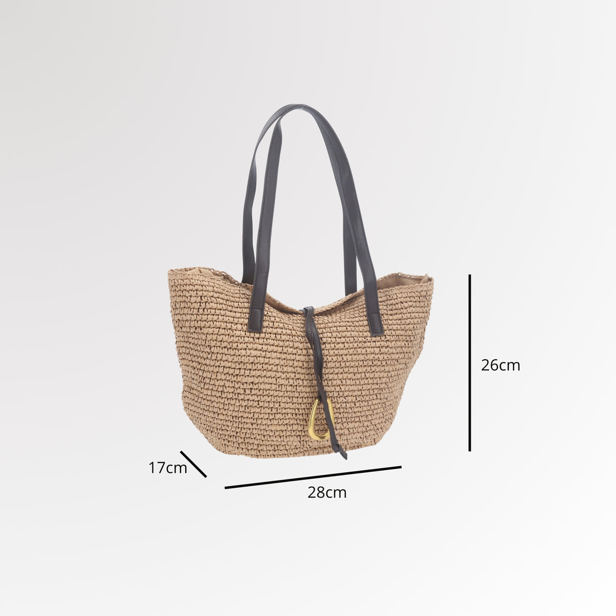 Bolsa Tote Estruturada em Ráfia com Detalhe Frontal  Caramelo