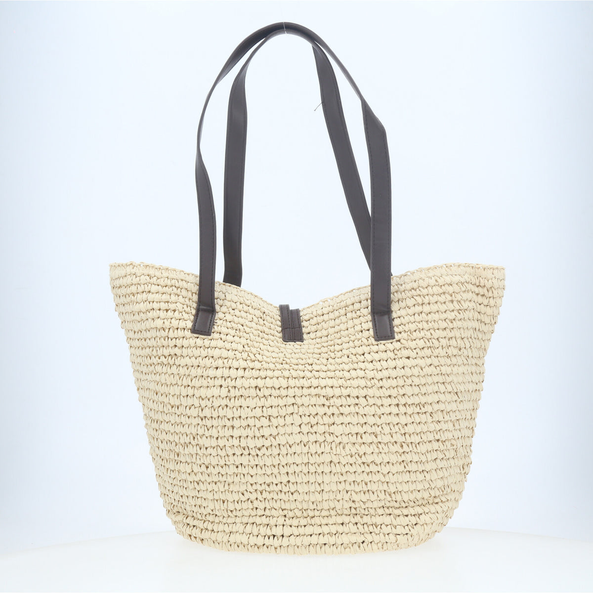 Bolsa Tote Estruturada em Ráfia com Detalhe Frontal  Marfim