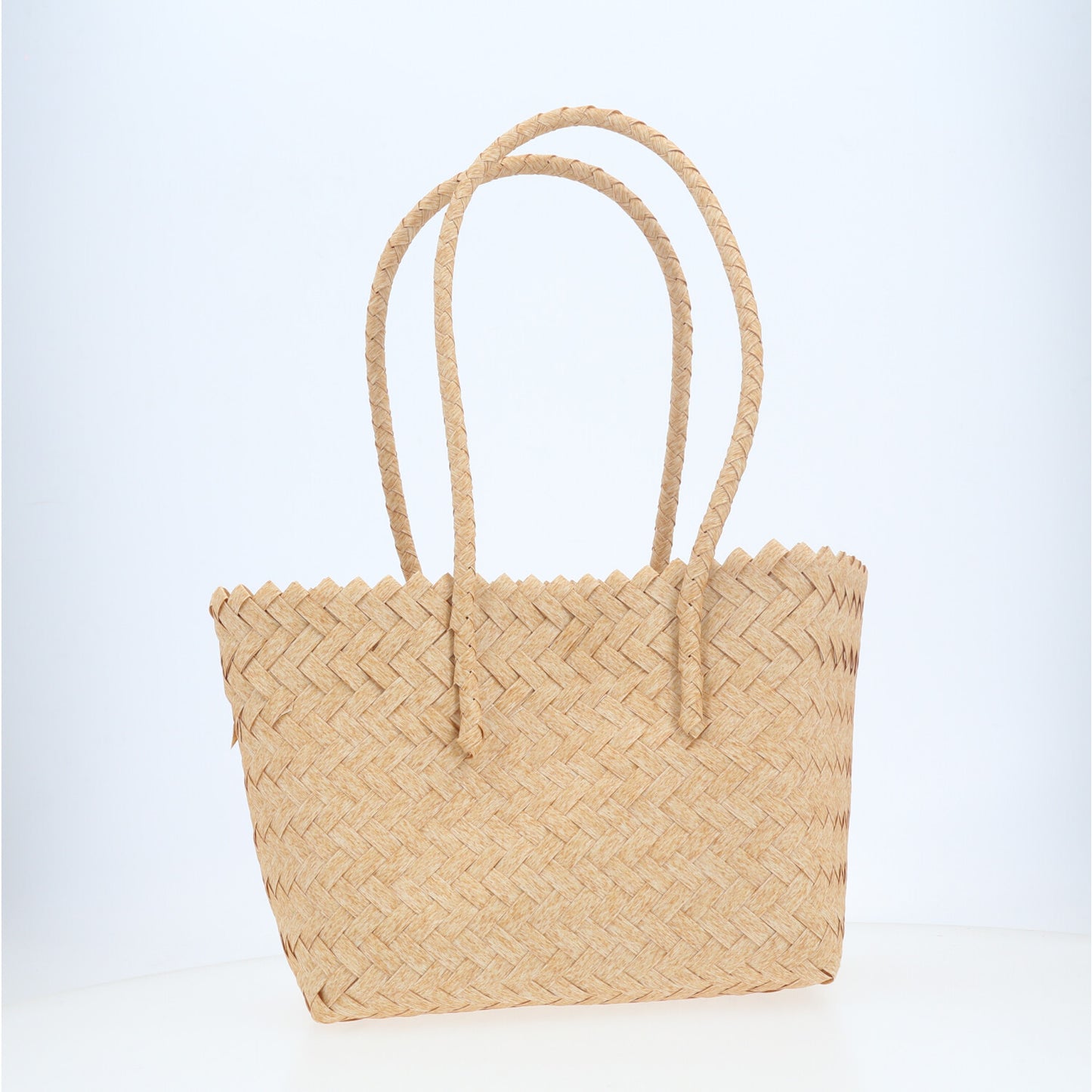 Bolsa de Praia em Palha com Design Trançado Bege