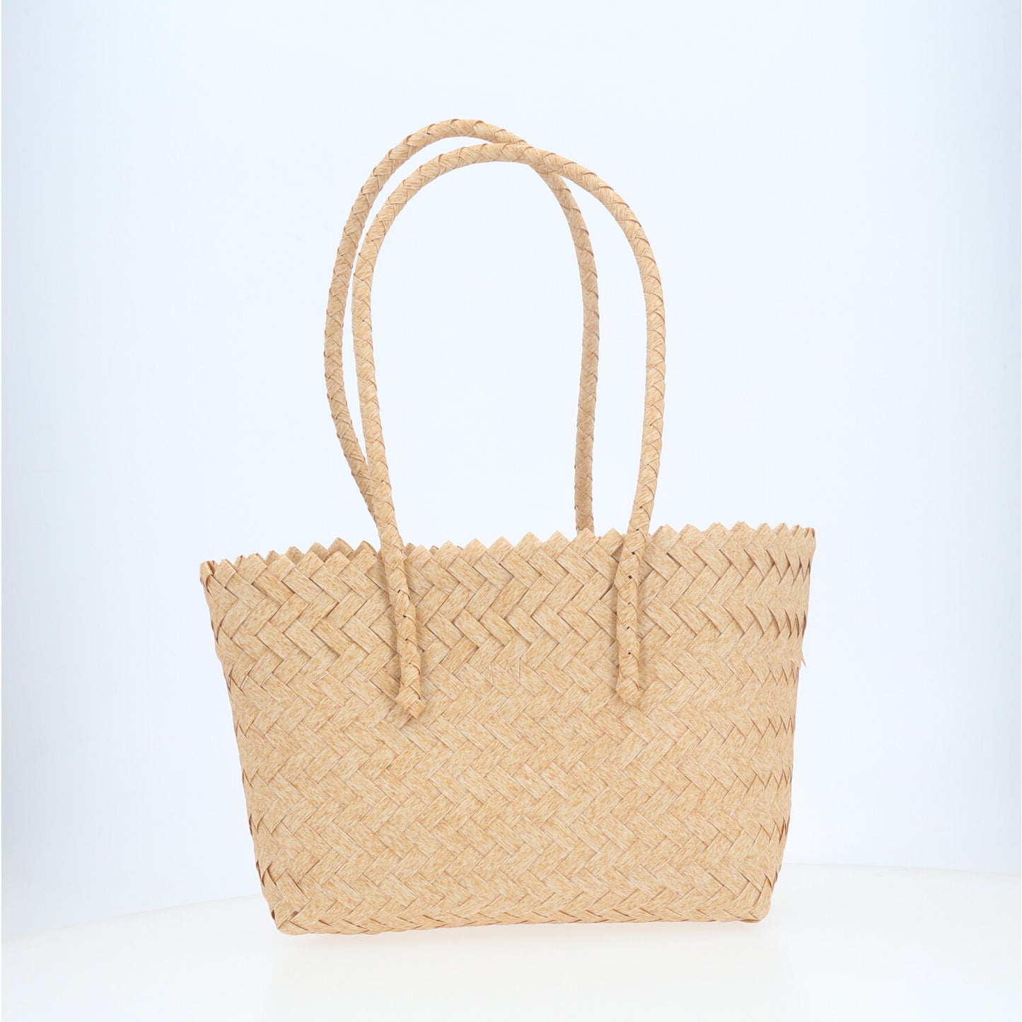 Bolsa de Praia em Palha com Design Trançado Bege
