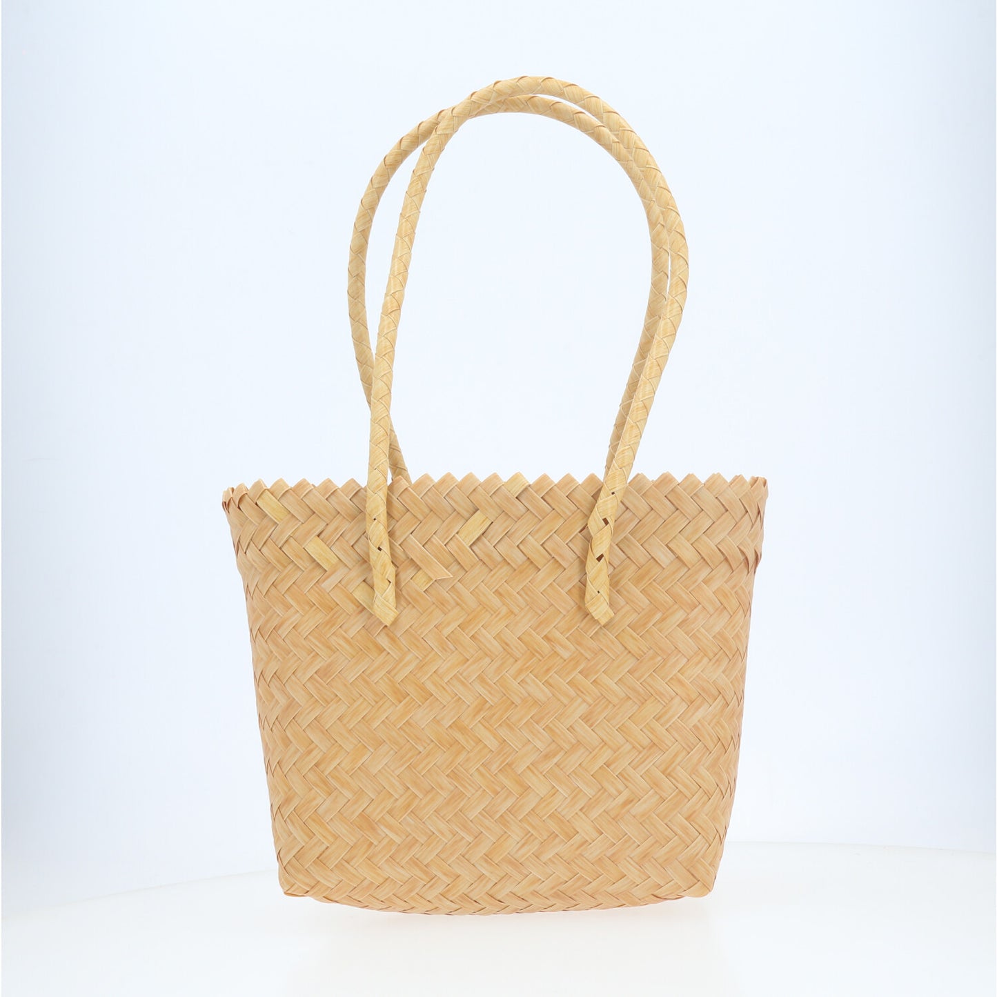 Bolsa de Praia em Palha com Design Trançado Bege claro