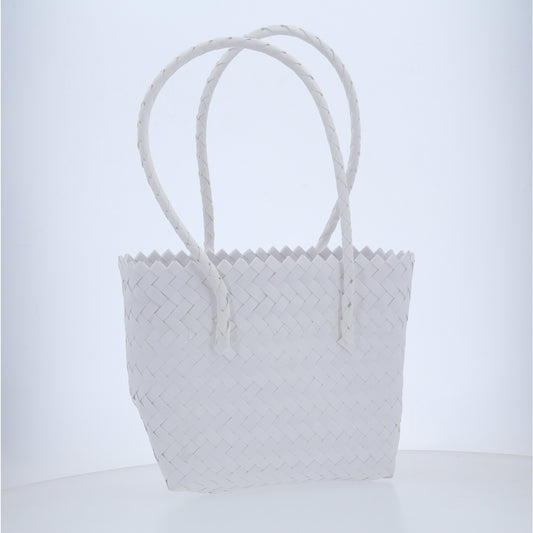 Bolsa de Praia em Palha com Design Trançado Marfim