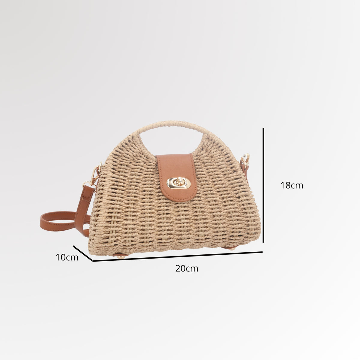 Bolsa de Praia Estruturada em Ráfia com Alça Tiracolo Caramelo