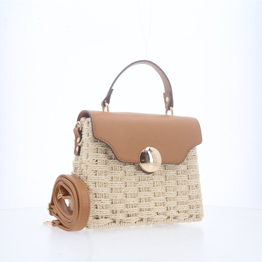 Bolsa de Palha Transversal Bege