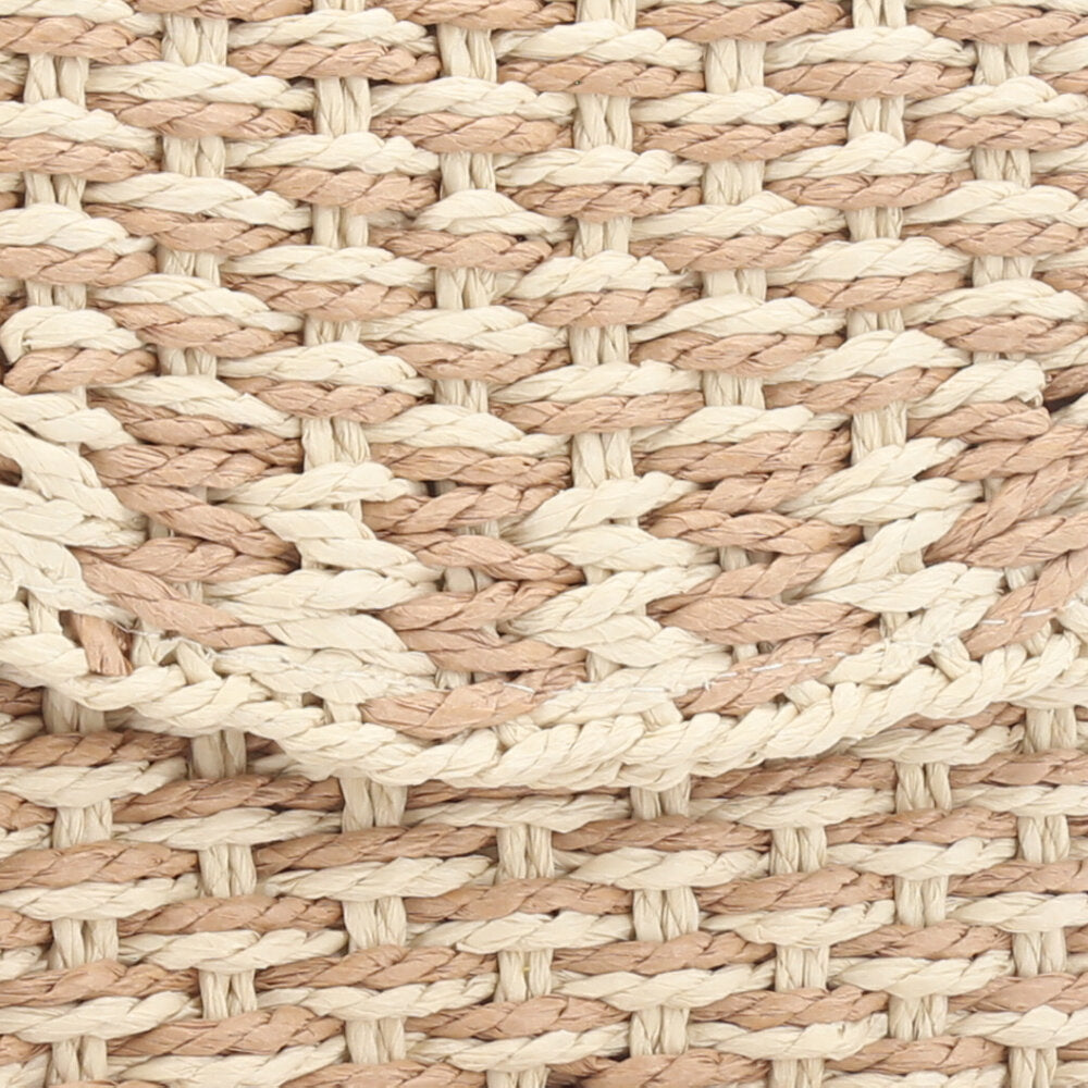 Bolsa de Palha Transversal Estilo Praia com Trama Bicolor Bege