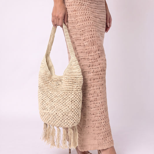 Bolsa Palha de Praia Bege