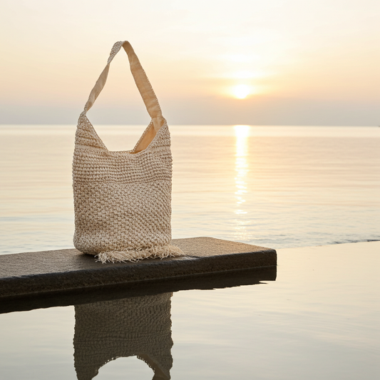 Bolsa Palha de Praia Bege