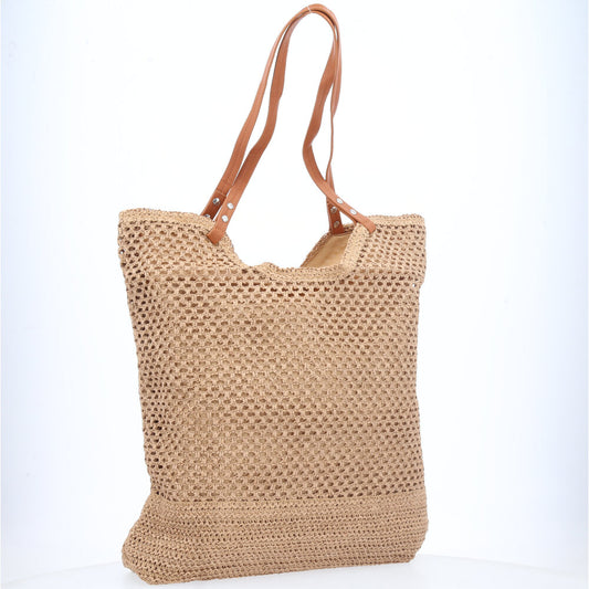 Bolsa de Palha com Alça Fixa Caramelo