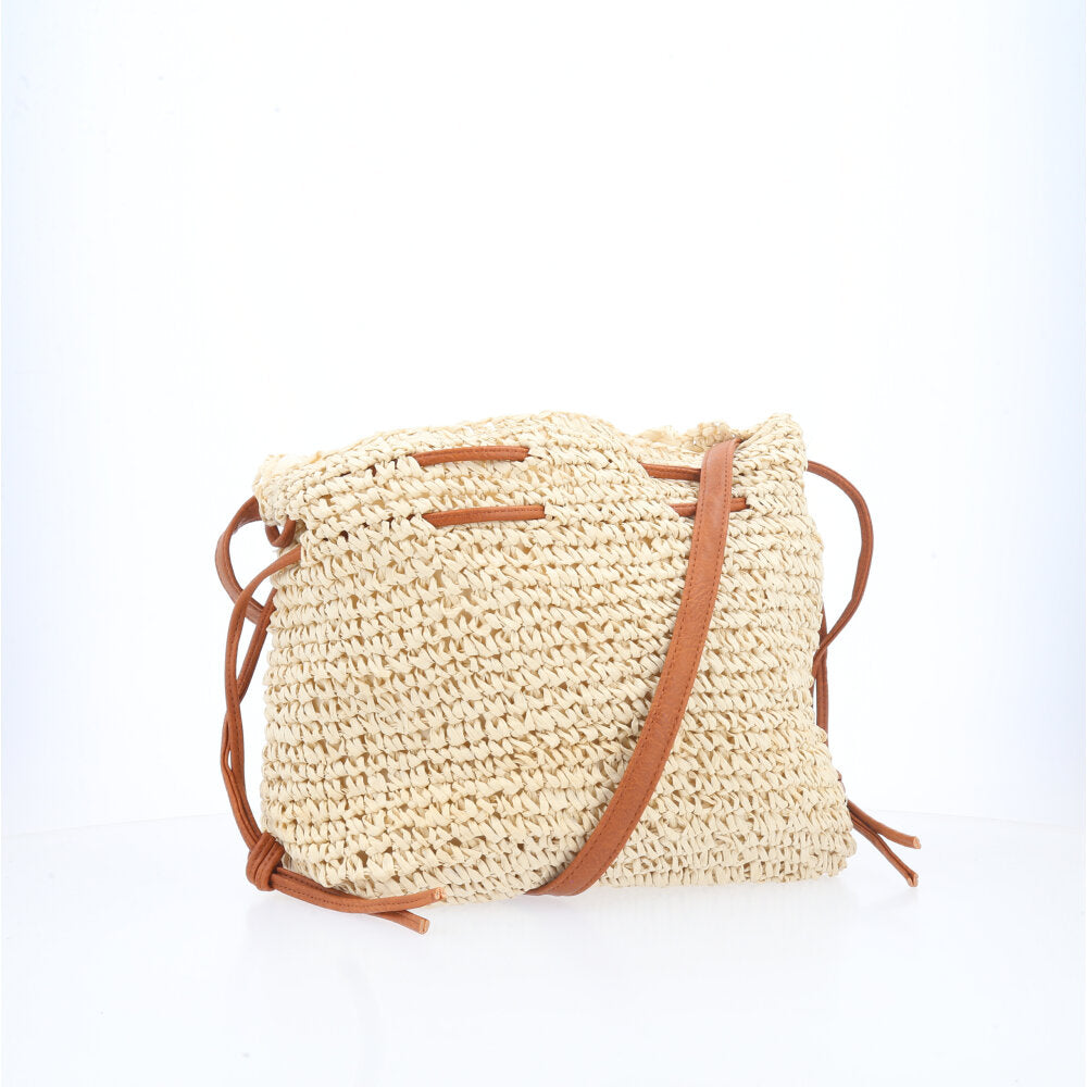 Bolsa Feminina Bucket de Palha  Bege