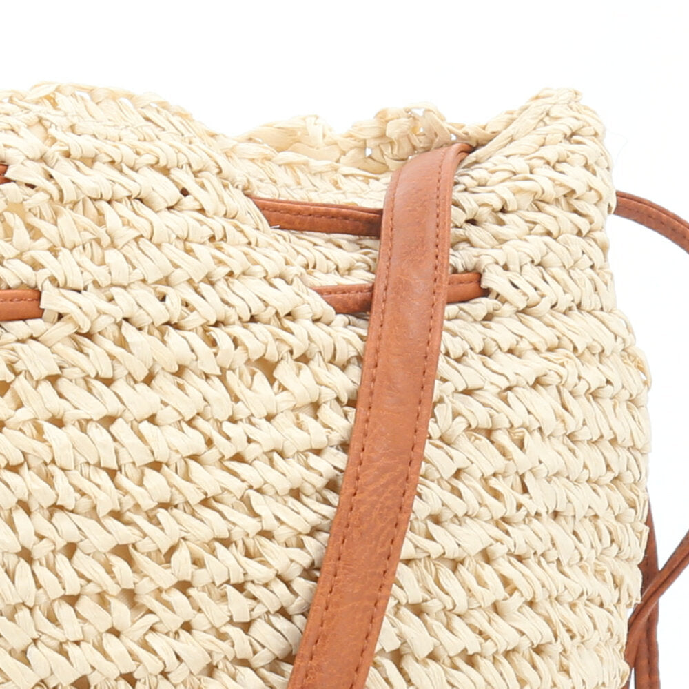 Bolsa Feminina Bucket de Palha  Bege