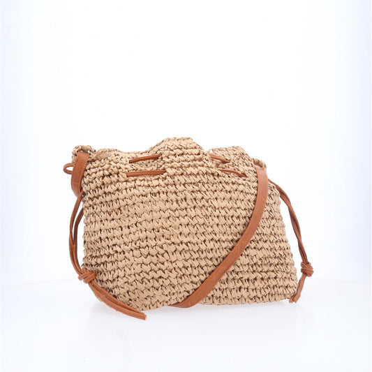 Bolsa Feminina Bucket de Palha  Caramelo