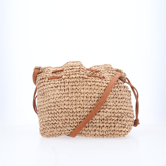 Bolsa Feminina Bucket de Palha  Caramelo