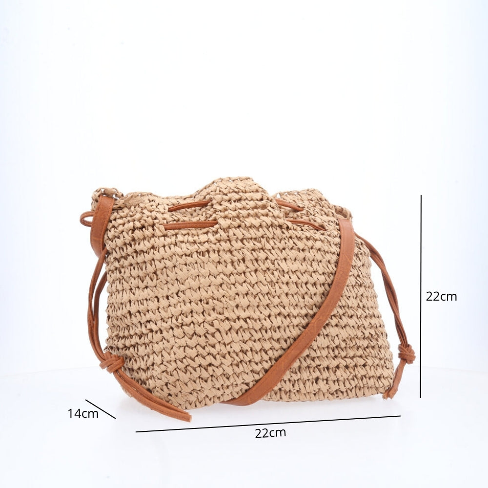 Bolsa Feminina Bucket de Palha  Caramelo