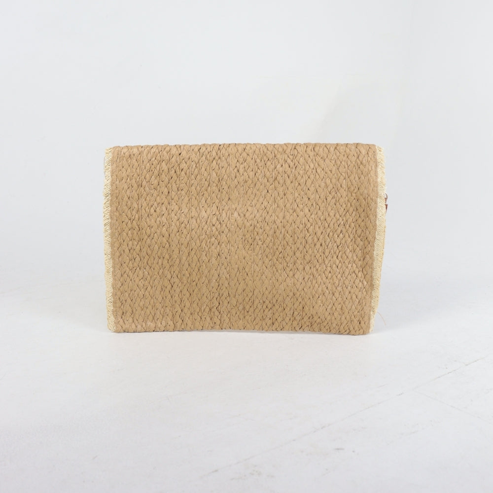 Bolsa Clutch de Palha com Alça de Pulso Caqui