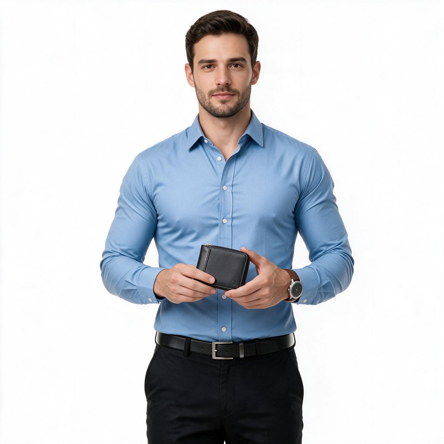Carteira Masculina em Couro Legítimo com Fechamento em Zíper Marrom