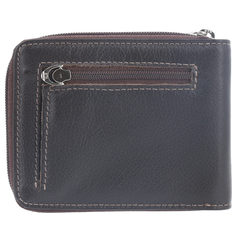 Carteira Masculina em Couro Legítimo com Fechamento em Zíper Marrom
