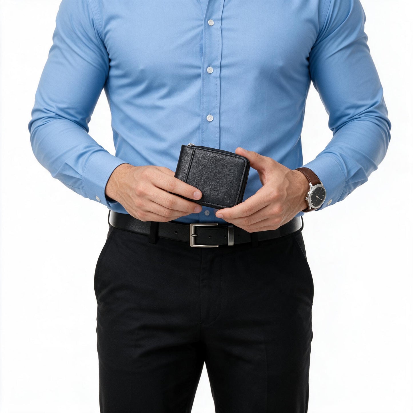 Carteira Masculina em Couro Legítimo com Fechamento em Zíper Preto