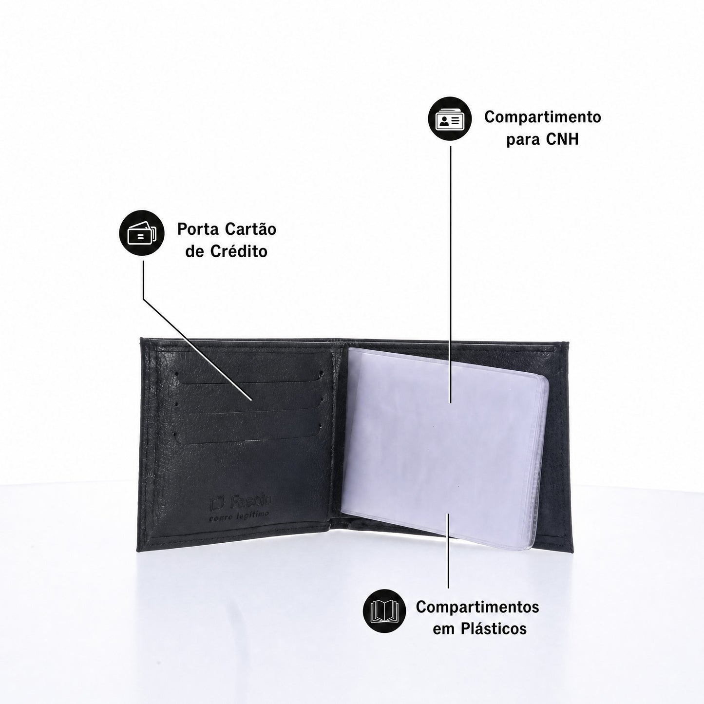 Carteira Masculina em Couro Legítimo com Porta Cartões Marrom