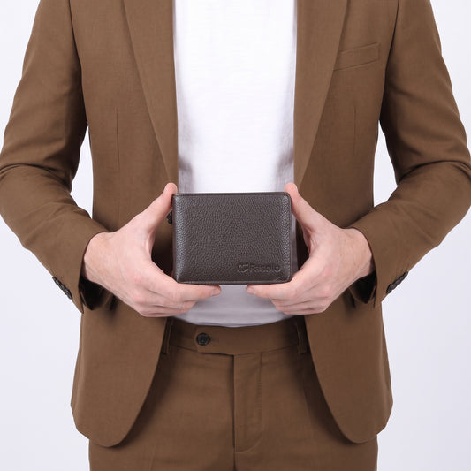 Carteira Masculina de Couro com Porta Cartão Marrom