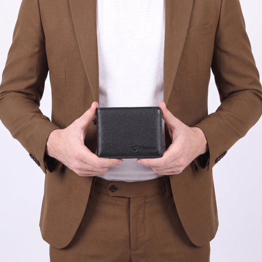 Carteira Masculina de Couro com Porta Cartão Preto