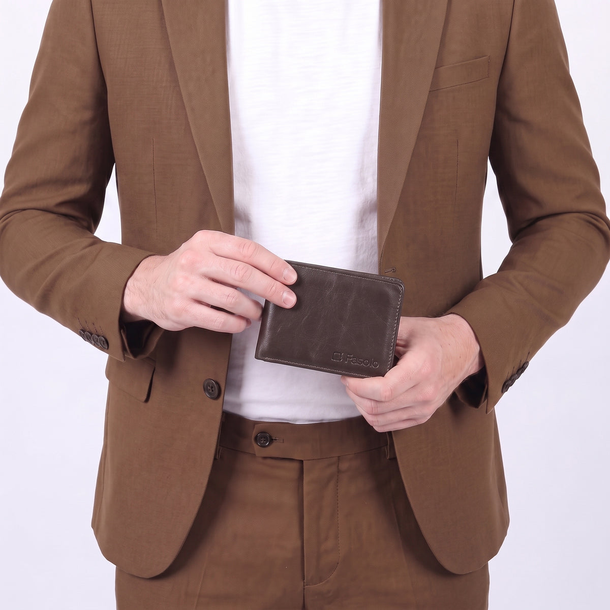 Carteira Masculina em Couro Legítimo com Porta Documento Marrom
