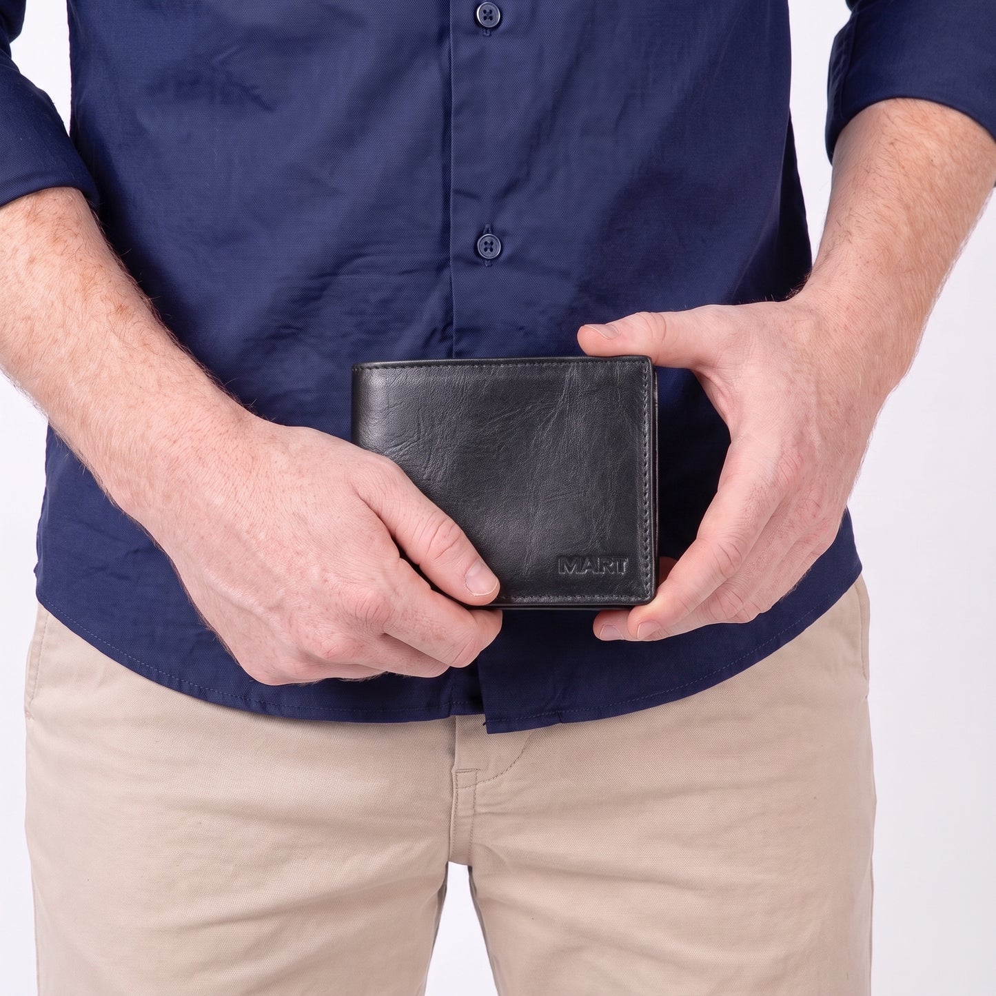 Carteira Masculina em Couro com Abertura Lateral  Preto