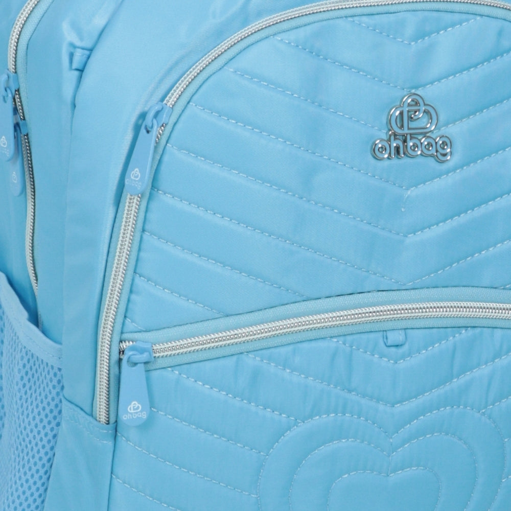 Mochila em Tecido com Alça Fixa Ajustável e Divisórias Azul