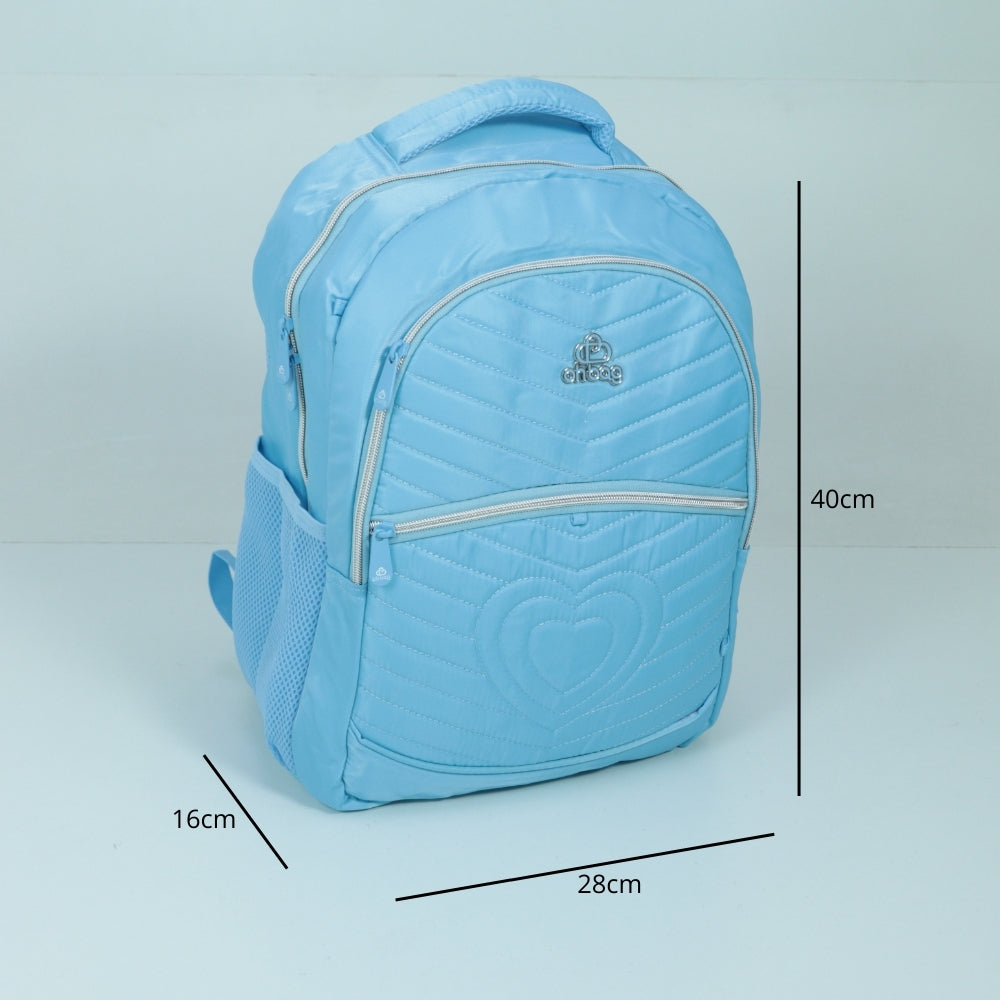 Mochila em Tecido com Alça Fixa Ajustável e Divisórias Azul