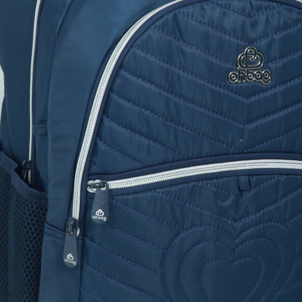 Mochila em Tecido com Alça Fixa Ajustável e Divisórias Azul escuro