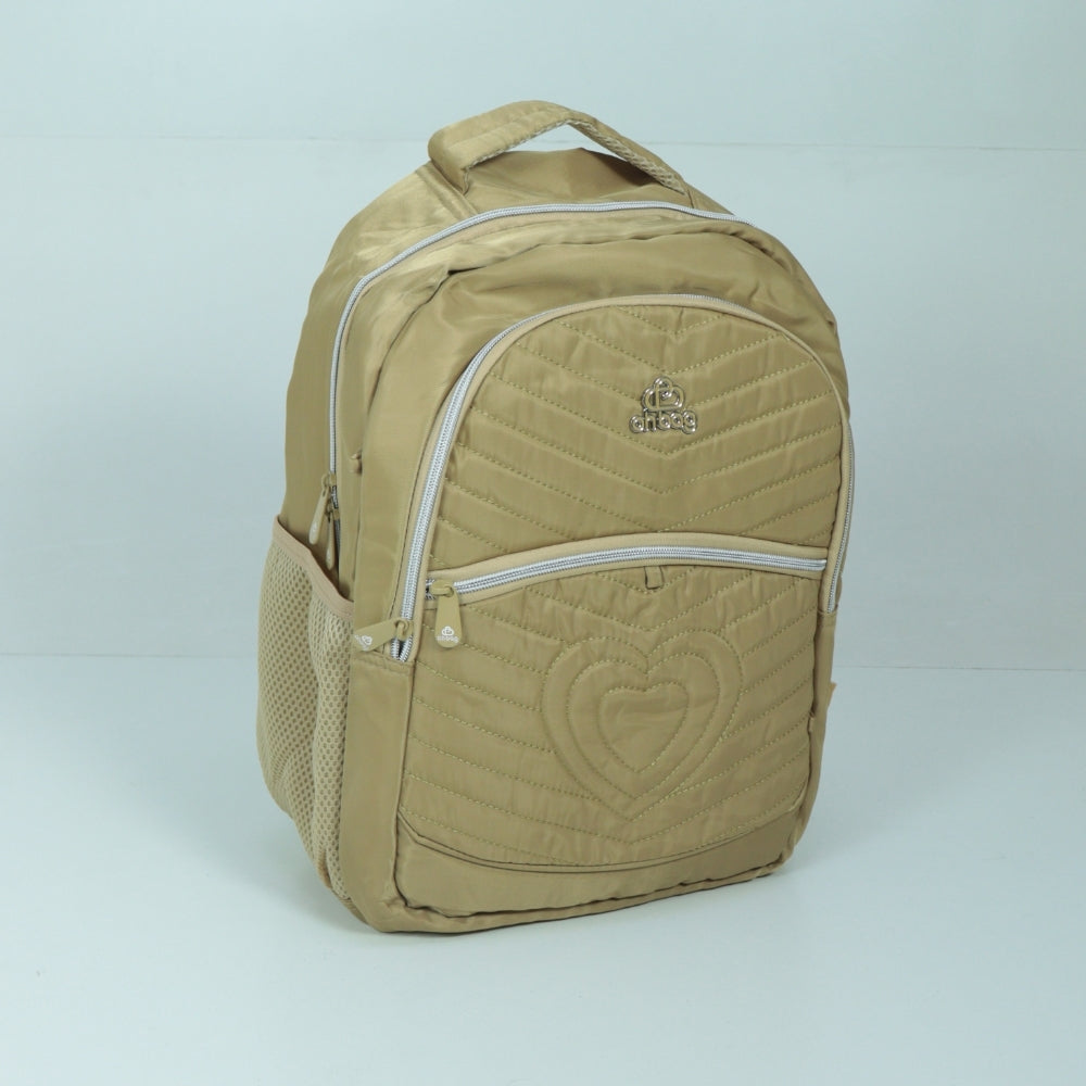 Mochila em Tecido com Alça Fixa Ajustável e Divisórias Bege