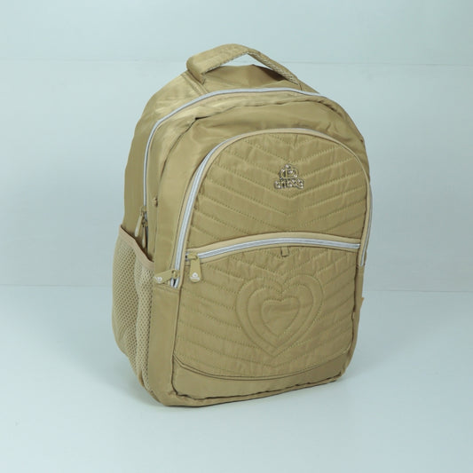 Mochila em Tecido com Alça Fixa Ajustável e Divisórias Bege