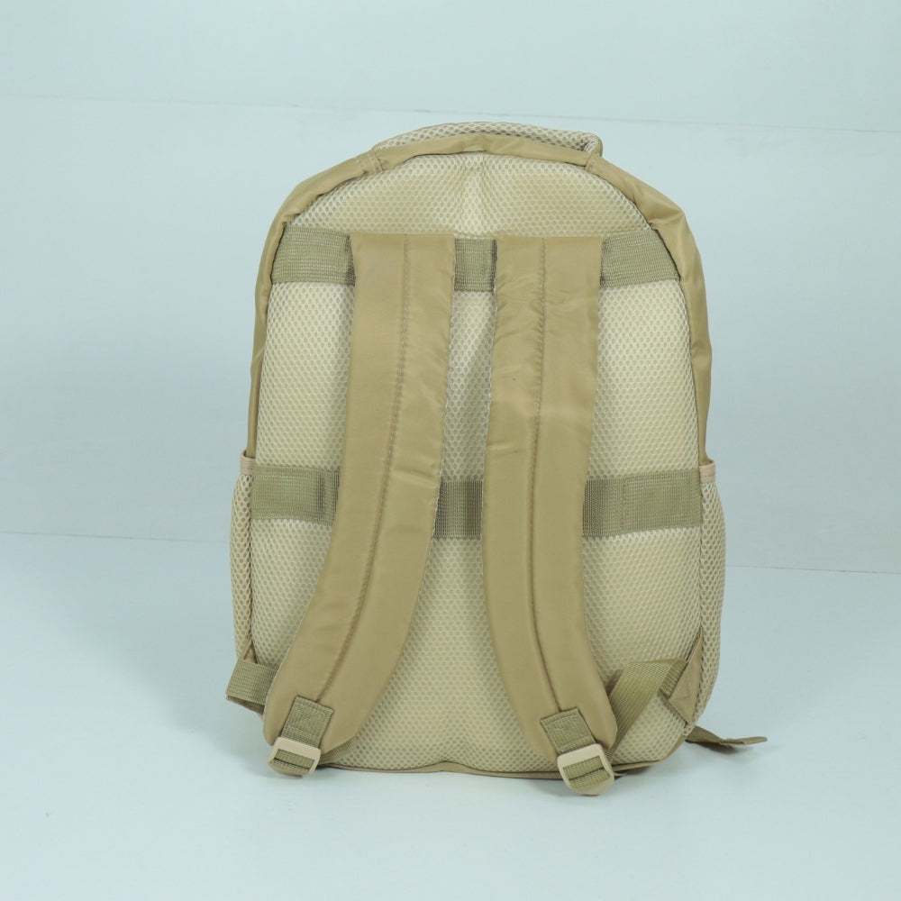 Mochila em Tecido com Alça Fixa Ajustável e Divisórias Bege