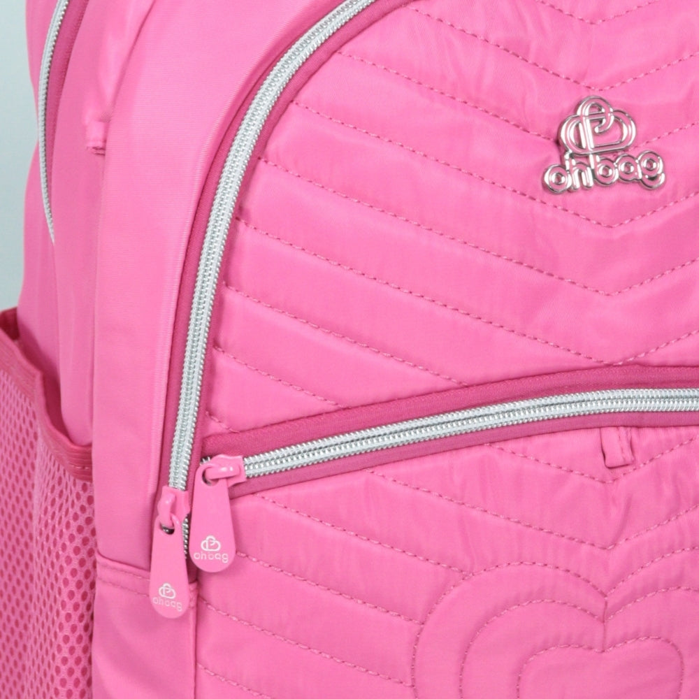 Mochila em Tecido com Alça Fixa Ajustável e Divisórias Pink