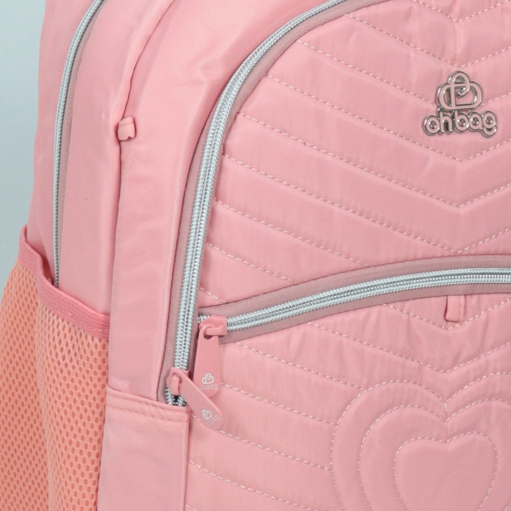 Mochila em Tecido com Alça Fixa Ajustável e Divisórias Rosa